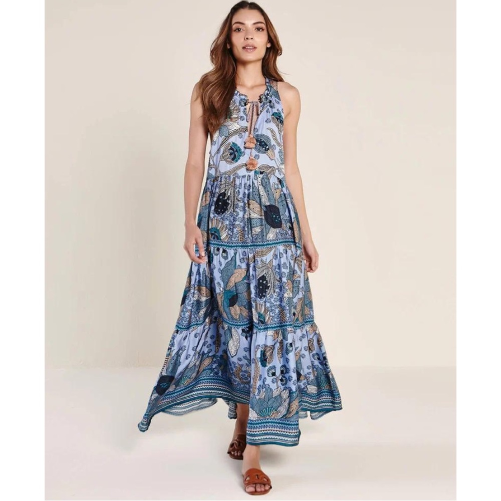 NWOT Omika Paola Maxi Dress Elora Periwinkle Size Small Handmade in India